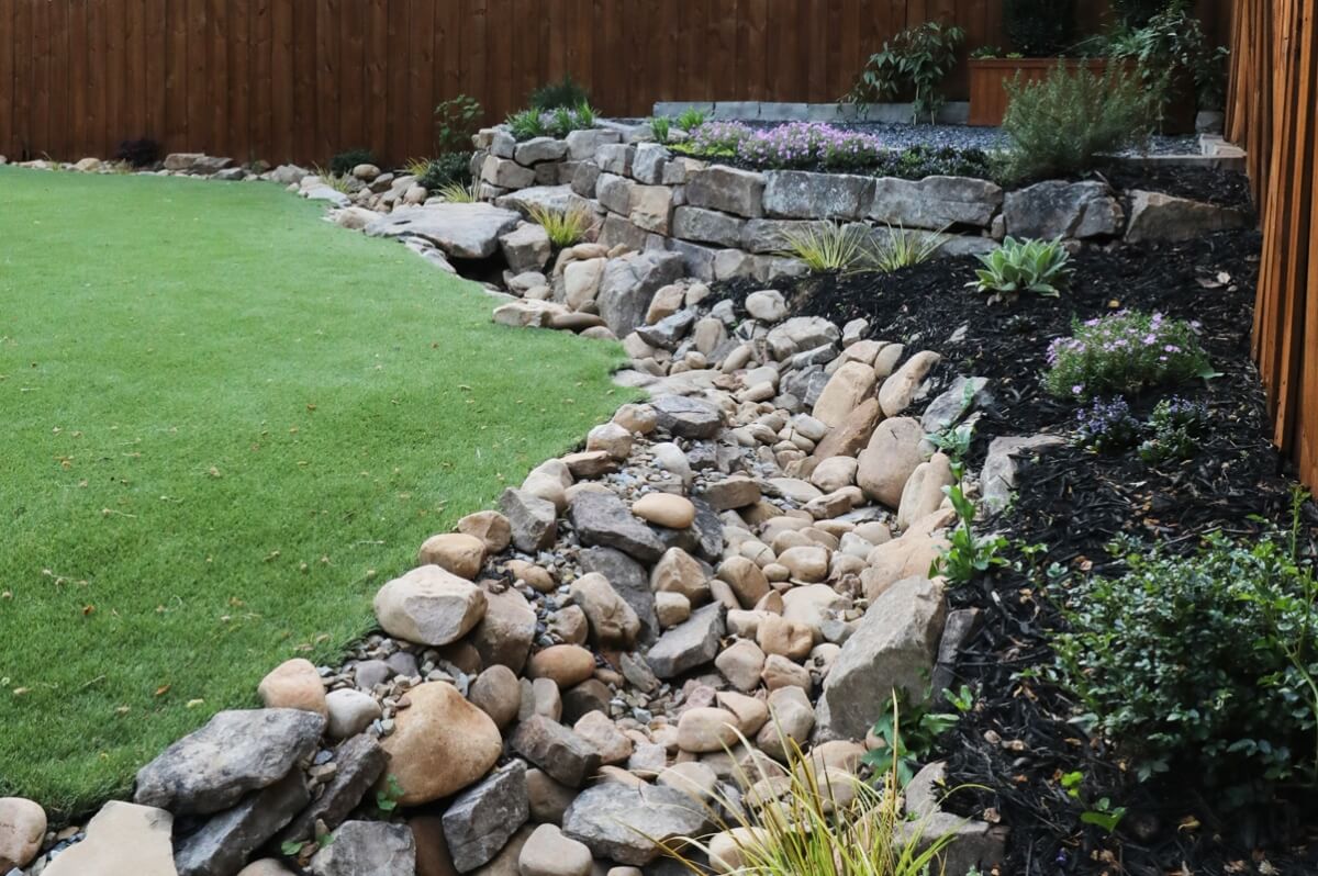 backyard dry bed drainage garden